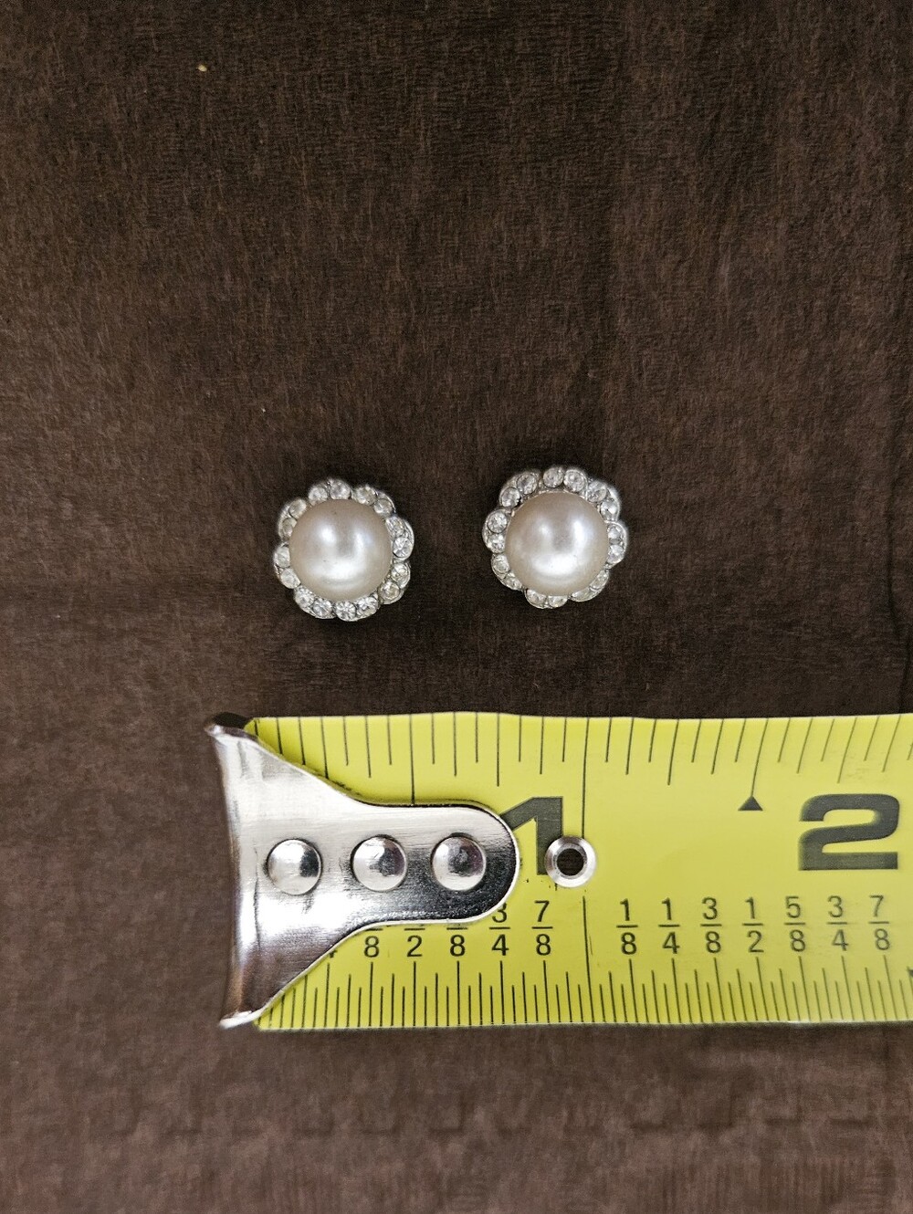 Vintage Costume Jewelry Rhinestones And Faux Pearl Earrings Silver Tone
